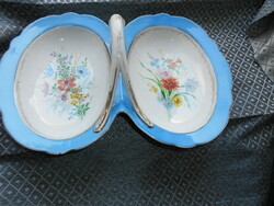 Antique 2-part hand-painted porcelain serving bowl.