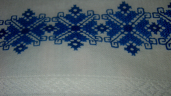 Blue cross stitch embroidered tablecloth 73 cm x 73 cm