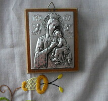 Mária és Jézus ikon (fémlemez, falap)
