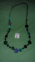 Fashionable black and turquoise combination handmade leather necklaces 80 cm long, according to the pictures, size 5