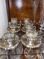 Hatszemélyes ezüst kávékészlet eredeti üvegbetéttel