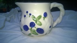 Milk spout, milky plum mot. Hungarian ceramics, new condition m 8 cm