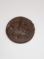 Bronz plakett, falikép, 12,8 cm