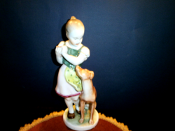 HERENDI ANTIK KISLÁNY KUTYÁVAL FIGURA 1942.