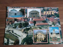 Eger, split postcard, graphic print on the back, medium size, 16.5 cm x 11.5 cm post clean