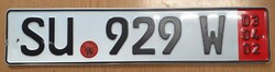 Német rendszám rendszámtábla SU 929 W 2.