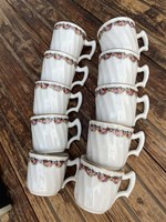 10 Zsolnay porcelain coffee cups with a small flower pattern
