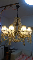Beautiful special metal chandelier with 8-point pearl decoration with shades in perfect condition