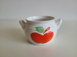 Old kp granite salt holder with apple pattern, folk bowl with ears