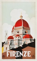 Vintage nyaralási utazási reklám plakát Firenze Olaszország Itália 1930, modern reprint nyomat, dóm
