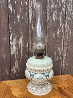 Antique fischer ignac majolica oil lamp