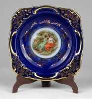 1N979 old gilded cobalt blue German pm martinroda porcelain ring holder bowl