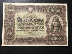 5000 Korona 1920. Vf+ - ef!! Beautiful!!