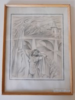 Kádas Katalin " Vérkeparti Vénusz" ceruza rajz, 28 x 22 cm