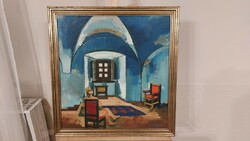 (K) B. Séday Mária festménye  53x56 cm kerettel (Női akt enteriőrben)