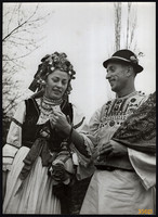 Larger size, photo art work by István Szendrő. A young couple from Giimesközéplok (Transylvania, Székelyfö