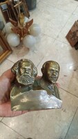 Marx and Lenin, signed bronze statue, size 18 x 14 cm