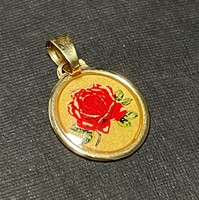 14K gold pendant with rose image