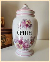 Patika gyógyszertár tégely festett porcelán Opium
