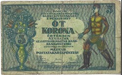 5 Korona 1919 council republic caricature! Austro-Hungarian bank
