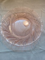French-marked salmon-colored serving glass bowl