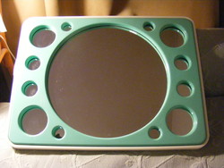 Retro turquoise green plastic wall mirror