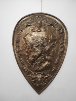 Antique red copper shield copy multi-faceted galvanoplastic wall decoration battle scene military 483 7505
