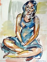Chovan lonánt painter, (mitrovica, 1913 – 2007) meditating lady c. Creation