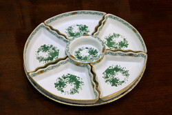 Herend Green Indian Basket Pattern Appetizer Set | fv hors d'oeuvres set serving tray bowl