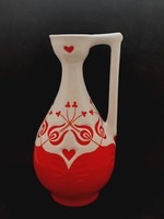 Zsolnay füles váza, füles kancsó magyaros mintával, 27,5 cm