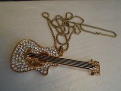 Fantastic work of art lifelike guitar decorated with swarovski stones real fire gilded guitar 9 cm