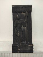 Antik indiai faragott fa épület dísz Gujarat? India hindu isten motívum 520 7552