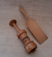 Old folk wooden nutcracker and handmade snail shell