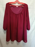 46-48-As, women's, plus size, burgundy tunic, blouse, top.