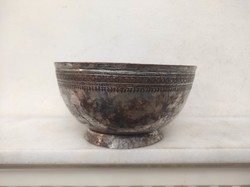 Antik perzsa arab konyha evő tányér ónozott kalapált poncolt réz 605 7605