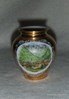 Bavaria porcelán aranyozott kicsi váza Inzell emlék 7 cm (2/p)