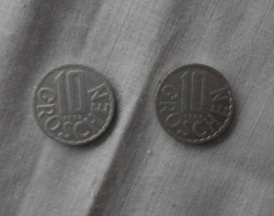Austrian money - coin, 10 groschen (Austria, 1972, 1988)