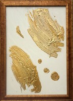 Minimalista mű.55x38cm +a keret.Arannyal kombinált kép,tanúsítvánnyal.Prima díjas alkotó,KZs (1952)