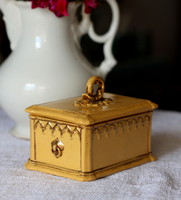Antik fajansz, empire stílusú fedeles doboz, ékszerdoboz, bonbonier a Monarchia idejéből, hibátlan