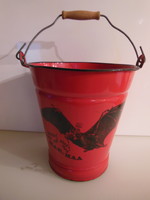 Bucket - 6 l - dark red - on both sides - different pattern - enameled - German - good condition