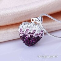 A sambala heart pendant necklace decorated with many beautiful crystal stones, color transition.