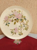 Schütz Cilli fali tányér,,madár a virágok között,,gyönyörű kézi festés,és aranyozás,,30 cm