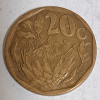 1993. South Africa 20 cent sugarbush protea (104)