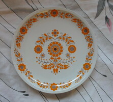 Alföldi Porcelán falitányér, narancssárga virágmotívummal