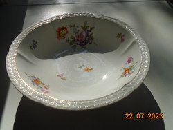 Rosenthal thomas deep dish, hand-painted Meissen flower pattern, convex empire leaf rim
