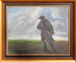 The sower - 19th century Oil painting with glück or gluck mark, antique work