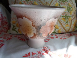 Retro ceramic bowl 6. (White leaf pattern)