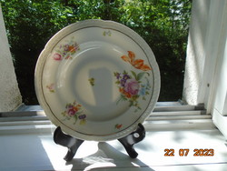 1908 Rosenthal Thomas számozott MÉLYTÁNYÉR Meisseni színes virágmintás,dombor empire levél perem