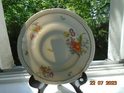 Rosenthal thomas deep plate hand-painted Meissen flower pattern, convex empire leaf rim