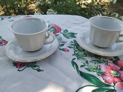 Hollóházi porcelán teáskészlet eladó!Aranyszélű teás csésze+tányér 2 db eladó!